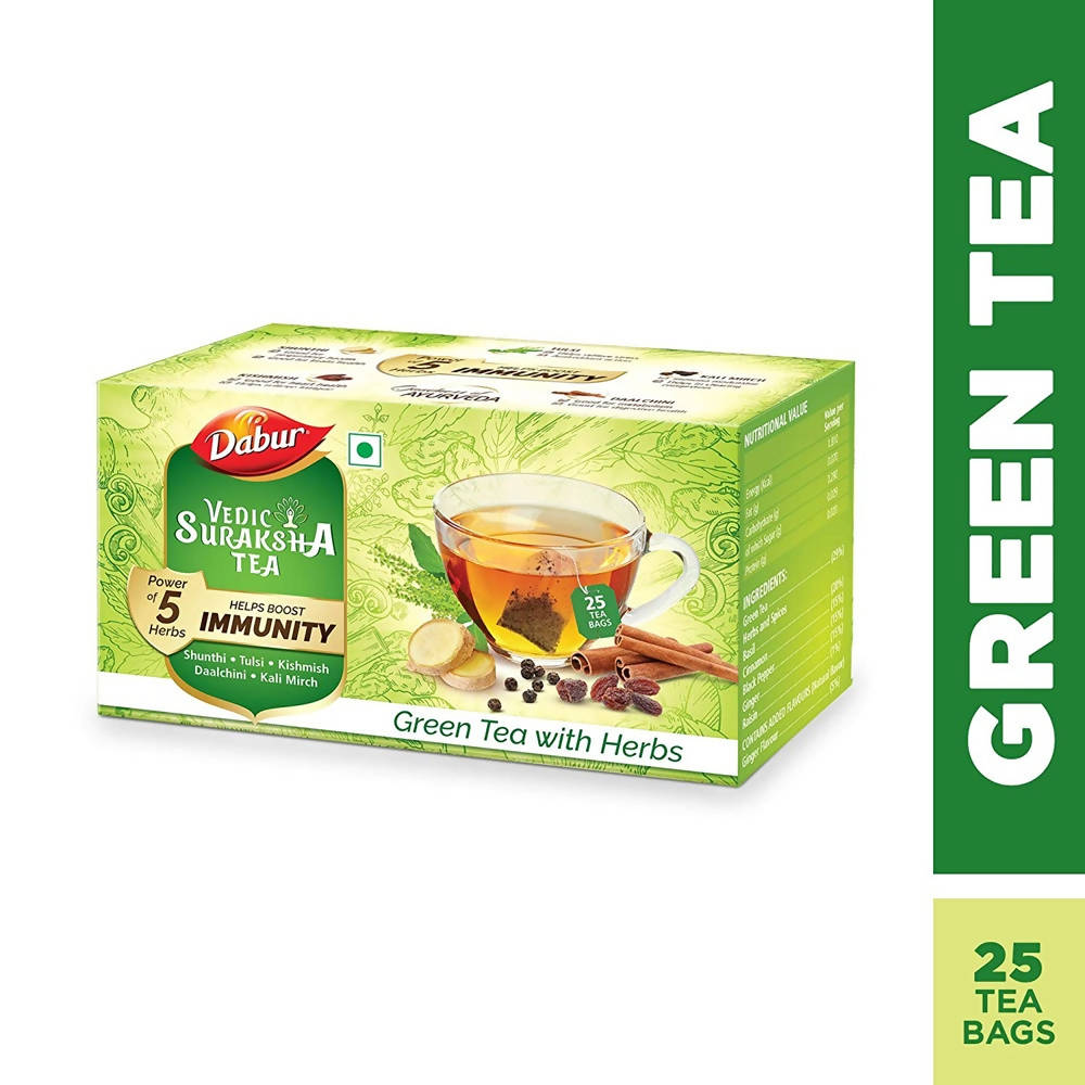 Dabur Vedic Suraksha Green Tea With Herbs Bags | Grocsy