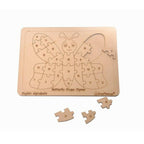 Kraftsman English Alphabets Wooden Jigsaw Puzzles Butterfly Shape Puzzle | Color Kit Included | Grocsy