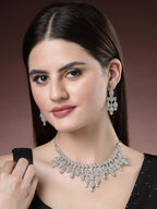 NVR Women's Silver-Plated Cubic Zirconia Studded Handcrafted Jewellery Set | Grocsy