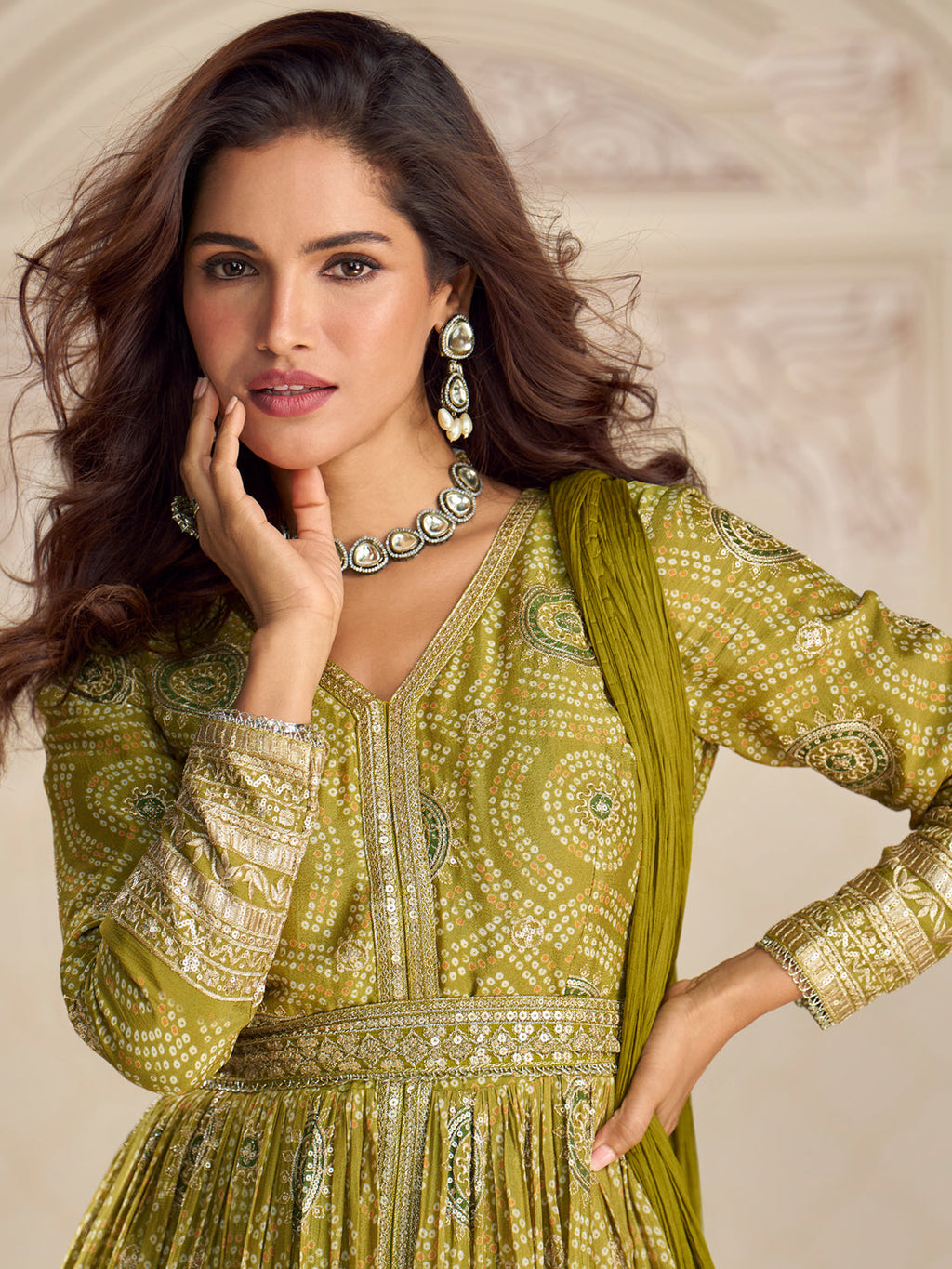 Evanik Designer Chinon Silk Embroidered Work Wedding Anarkali Suit | Grocsy