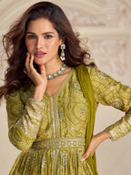 Evanik Designer Chinon Silk Embroidered Work Wedding Anarkali Suit | Grocsy