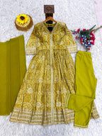 Evanik Designer Chinon Silk Embroidered Work Wedding Anarkali Suit | Grocsy