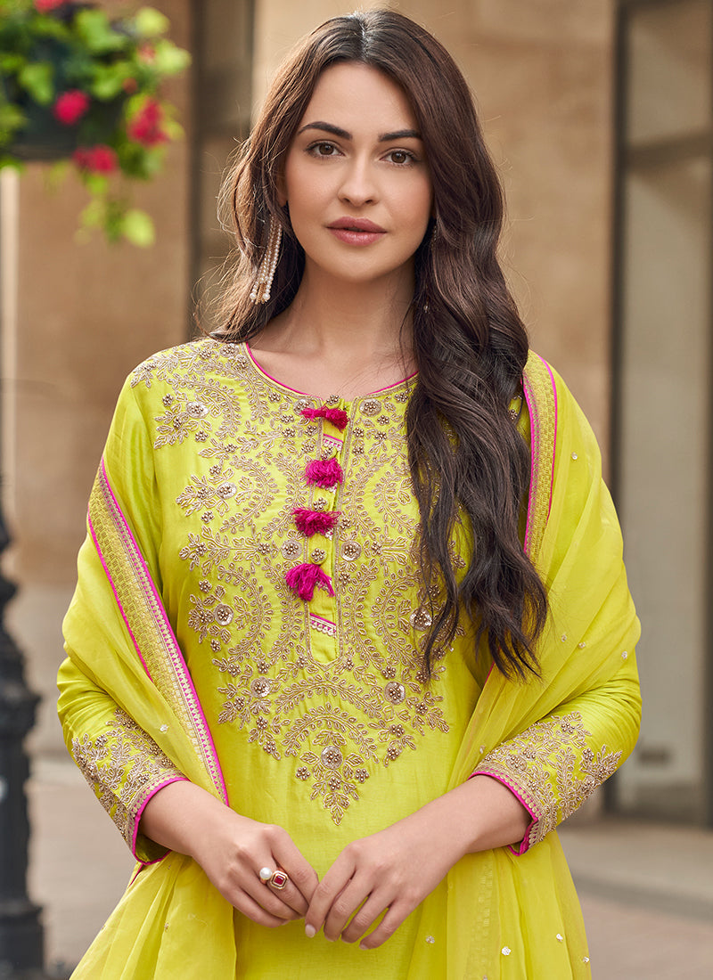 Evanik Designer Faux Georgette With Embroidery Sequence Work Palazzo Wedding Collection | Grocsy