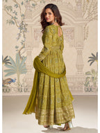 Evanik Designer Chinon Silk Embroidered Work Wedding Anarkali Suit | Grocsy