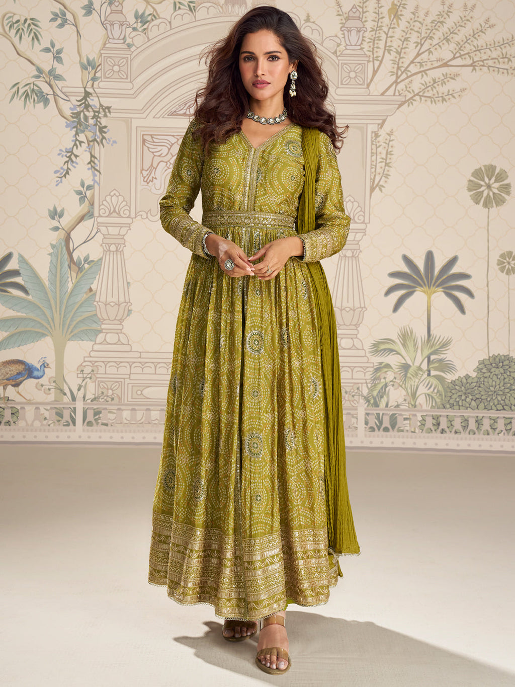 Evanik Designer Chinon Silk Embroidered Work Wedding Anarkali Suit | Grocsy