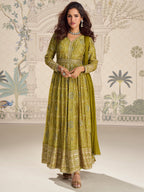 Evanik Designer Chinon Silk Embroidered Work Wedding Anarkali Suit | Grocsy