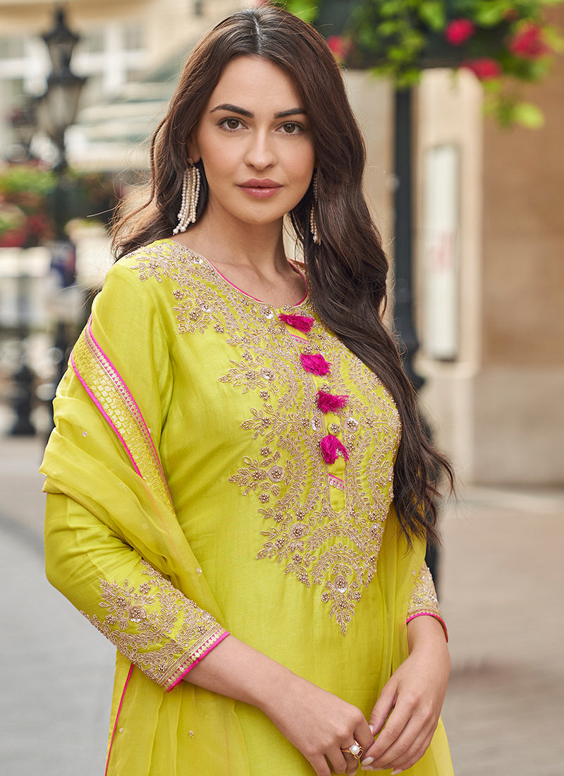 Evanik Designer Faux Georgette With Embroidery Sequence Work Palazzo Wedding Collection | Grocsy