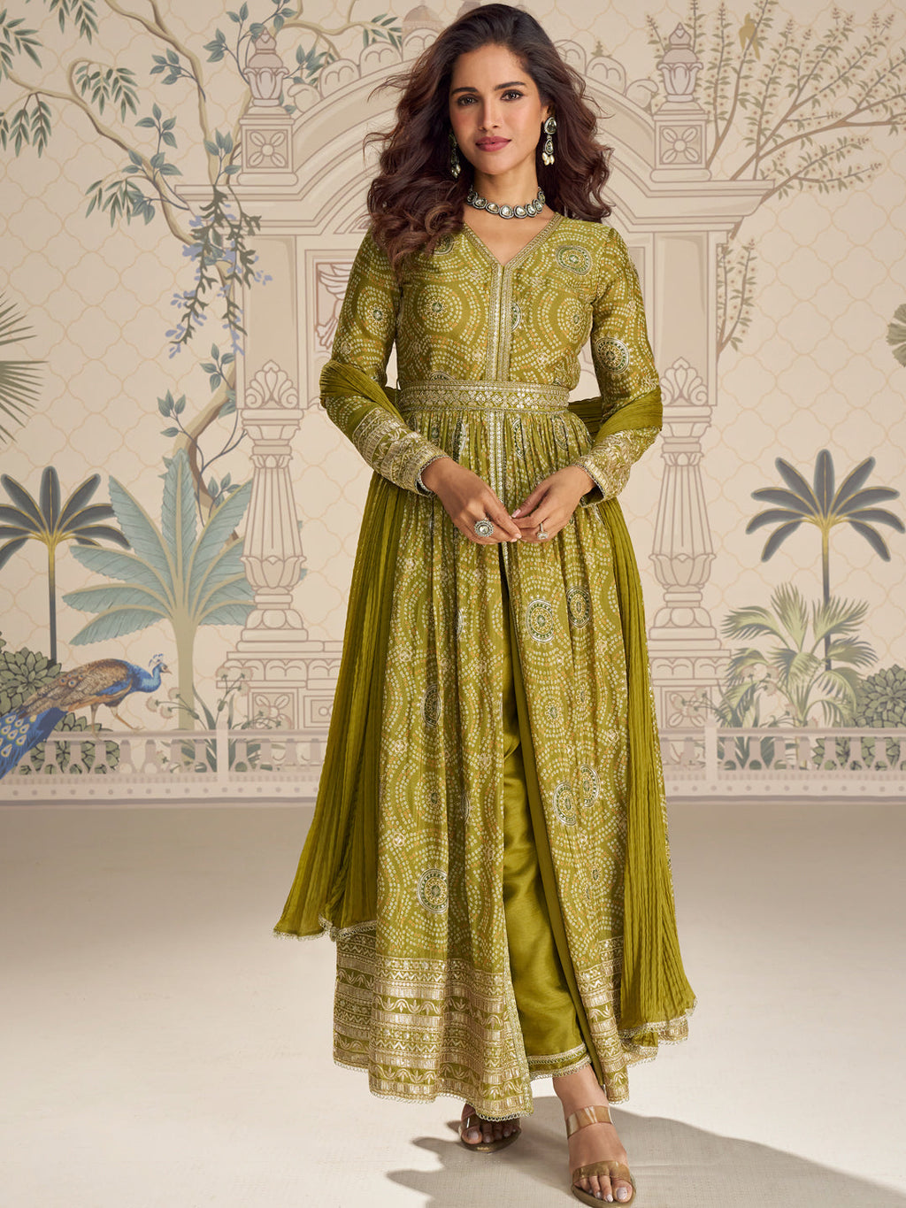 Evanik Designer Chinon Silk Embroidered Work Wedding Anarkali Suit | Grocsy