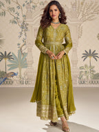 Evanik Designer Chinon Silk Embroidered Work Wedding Anarkali Suit | Grocsy