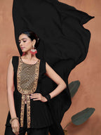 Sangria Embroidered A-line Kurta & Palazzo With Dupatta | Grocsy
