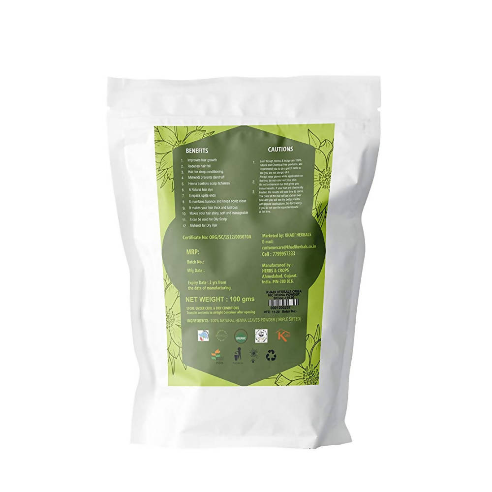 Khadi Herbals Organic Henna Powder | Grocsy