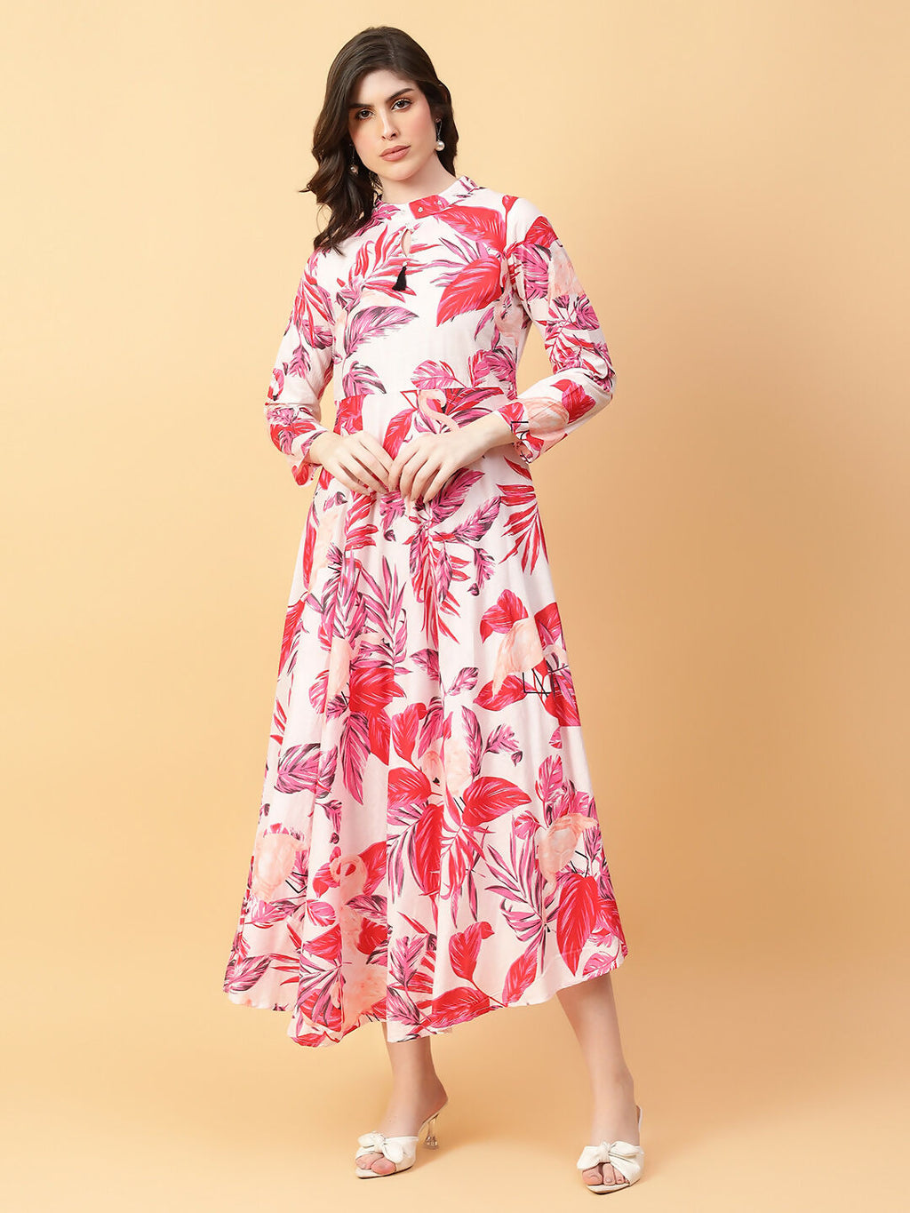 Joban Fashion Red Cotton Printed & Hand Work Dress | Grocsy