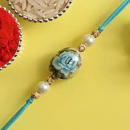 Rose Japanese Stone Rakhi & Silk Chocolates | Grocsy