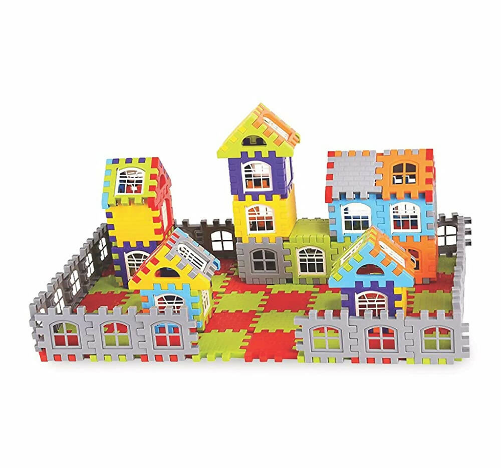 Kipa 210 Pieces Multi Colored Mega Jumbo Happy Home House Building Block with Attractive Windows and Smooth Rounded Edges Game with Storage Container | Grocsy