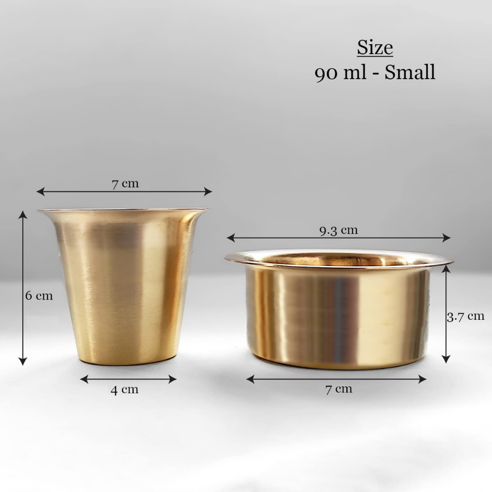 Sidapur Brass Dabara Set - Plain Brushed Matte Finish | Grocsy
