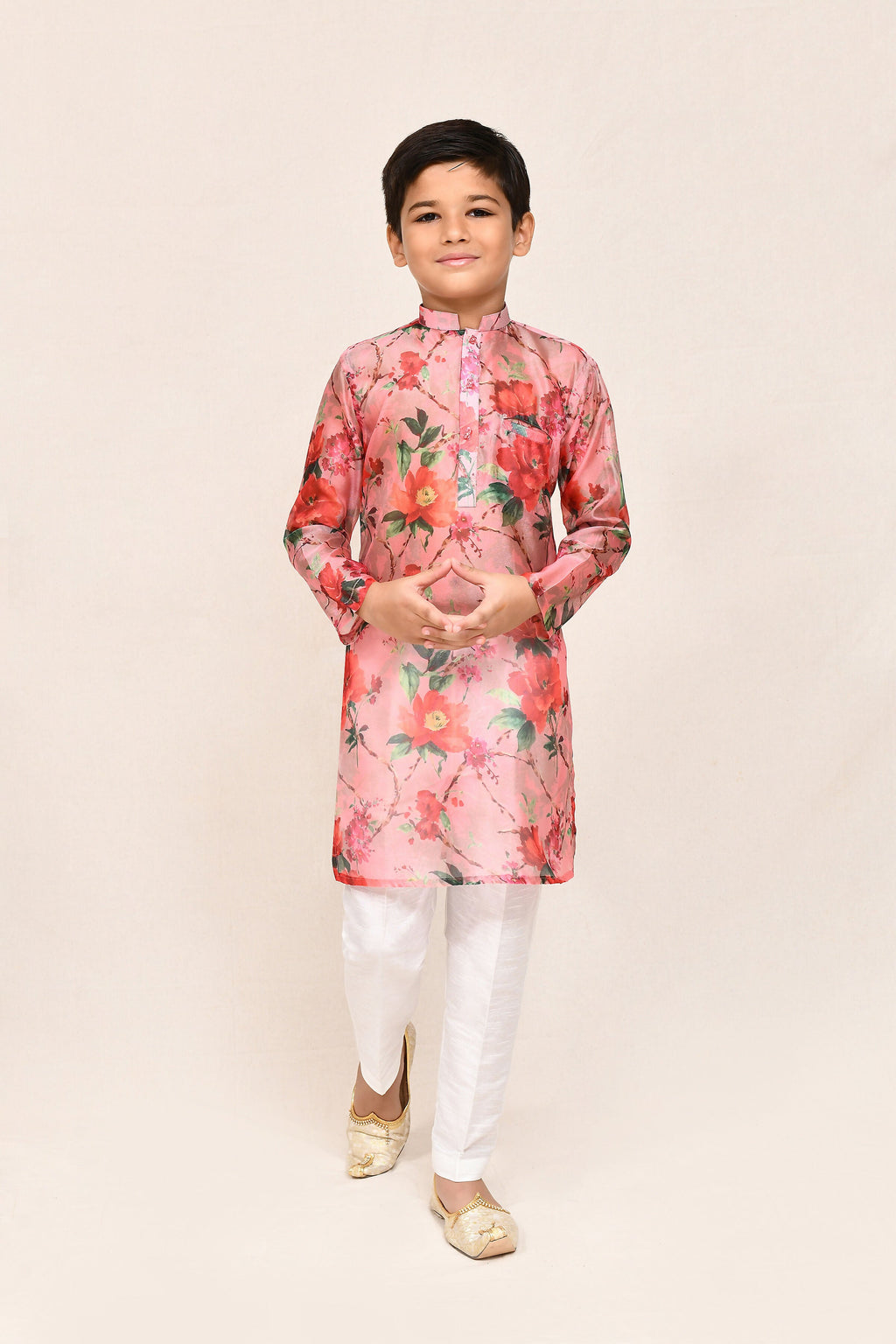Joban Fashion Georgette Peach Kurta With Straight Fit Pant | Grocsy