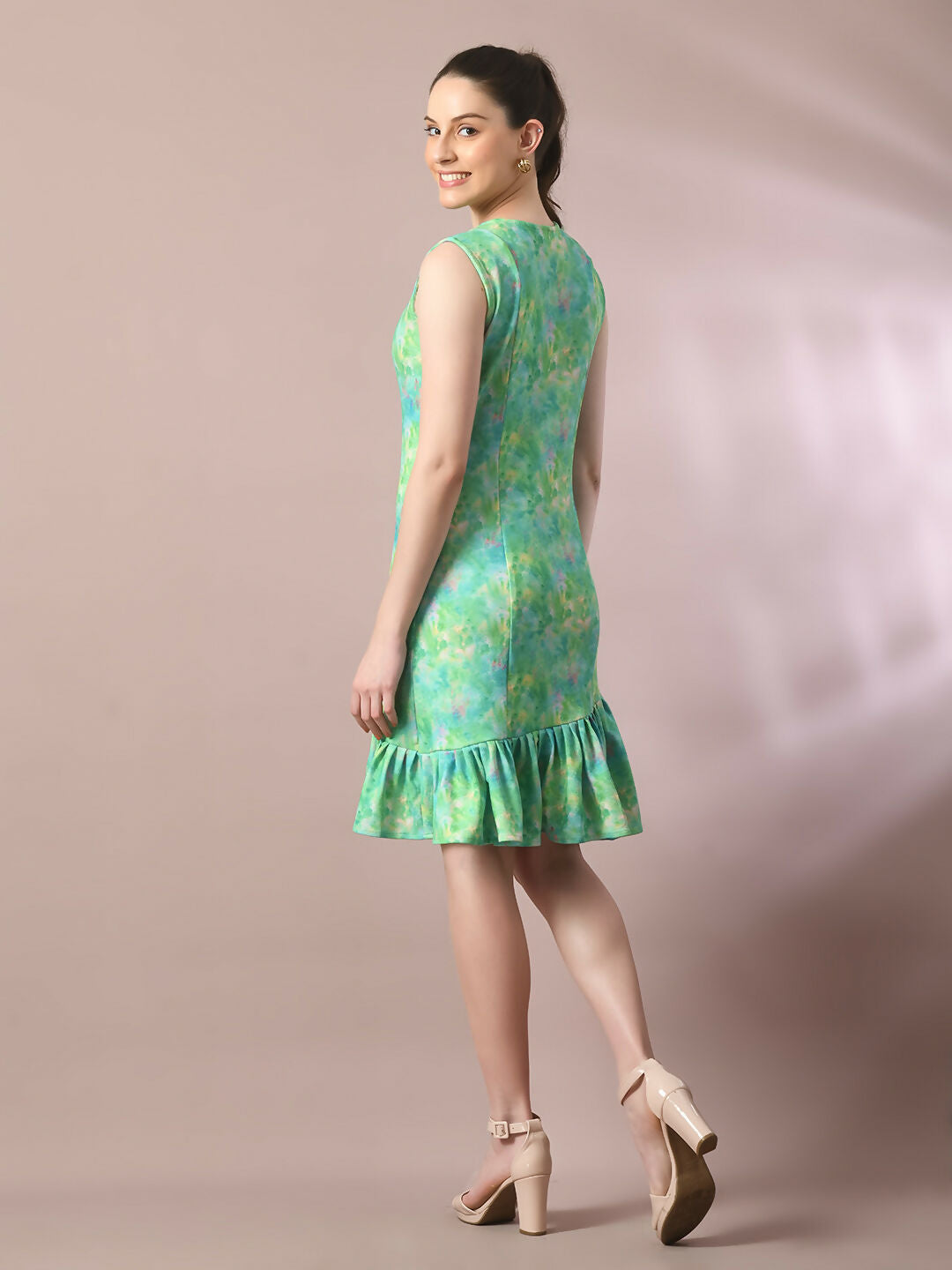 Myshka Women's Multi Printed Round Neck Fit and Flare Party Dress | Grocsy