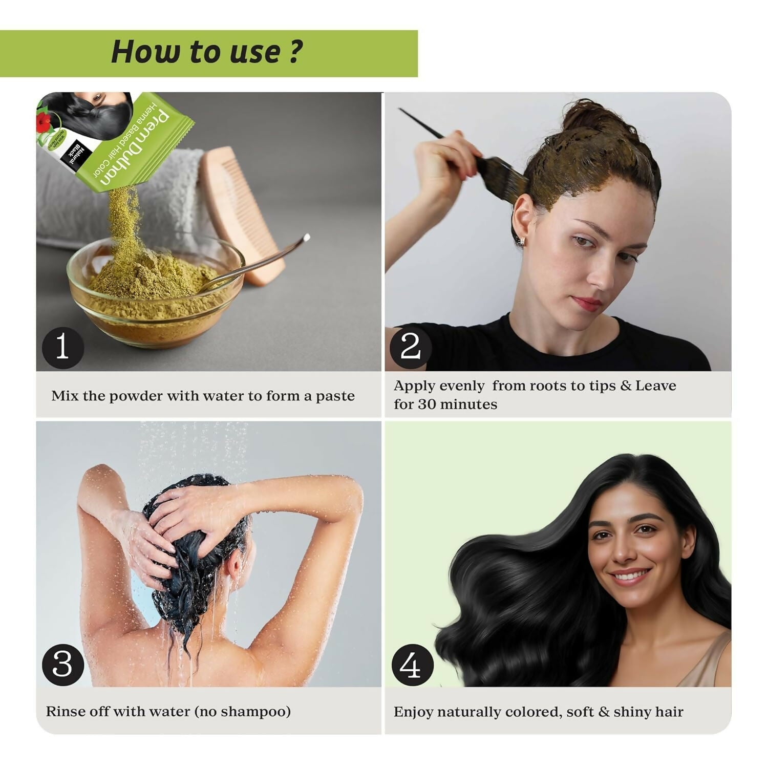 Prem Dulhan Natural Black Henna Based Hair Color | Grocsy