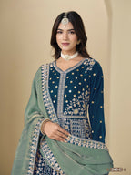 Anaita Teal Velvet Anarkali Suits With Heavy Embroidery Work | Grocsy