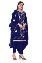 Blue Organza Silk Embroidered Work Unstitched Dress Material - Tanvi | Grocsy