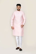 Joban Fashion Red Colored Weaving Silk Fabric Kurta With Straight Fit Pant | Grocsy
