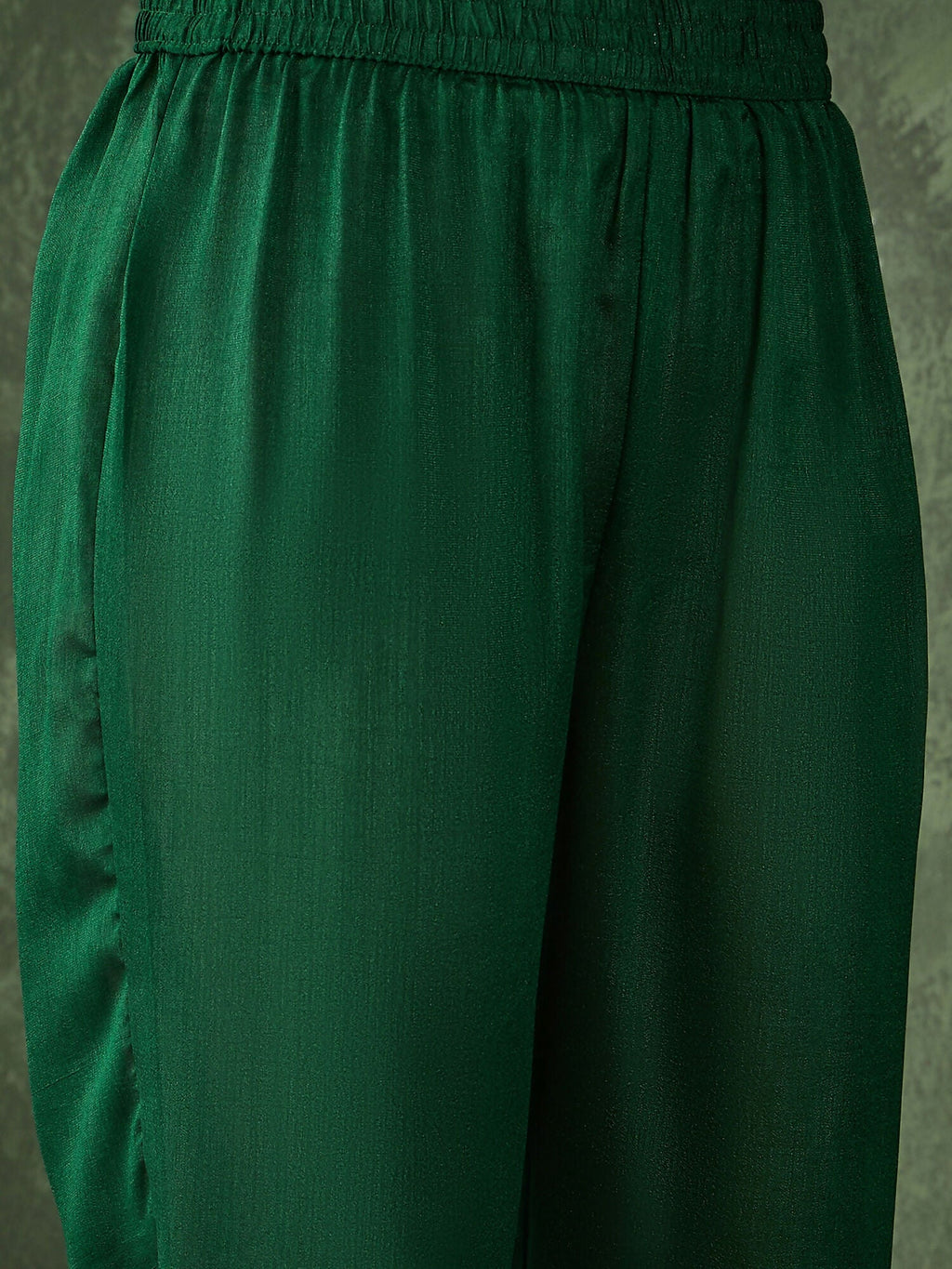 The52 Women's Beautiful Embroidery Work Vichitra Silk Fabric Flared Kurta Pant and Dupatta Set-Green | Grocsy
