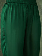 The52 Women's Beautiful Embroidery Work Vichitra Silk Fabric Flared Kurta Pant and Dupatta Set-Green | Grocsy