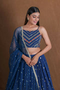 Teal Blue Georgette Sequence Work Lehenga Choli - Jihu Culture | Grocsy