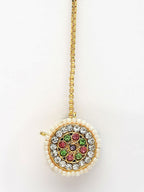 NVR Women's Multicolor CZ Stone-Studded Borla Maang Tikka | Grocsy