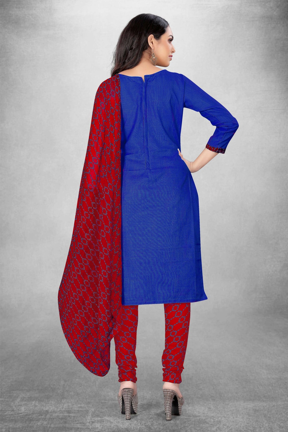 Blue Cotton Printed Unstitched Dress Material - Amara | Grocsy