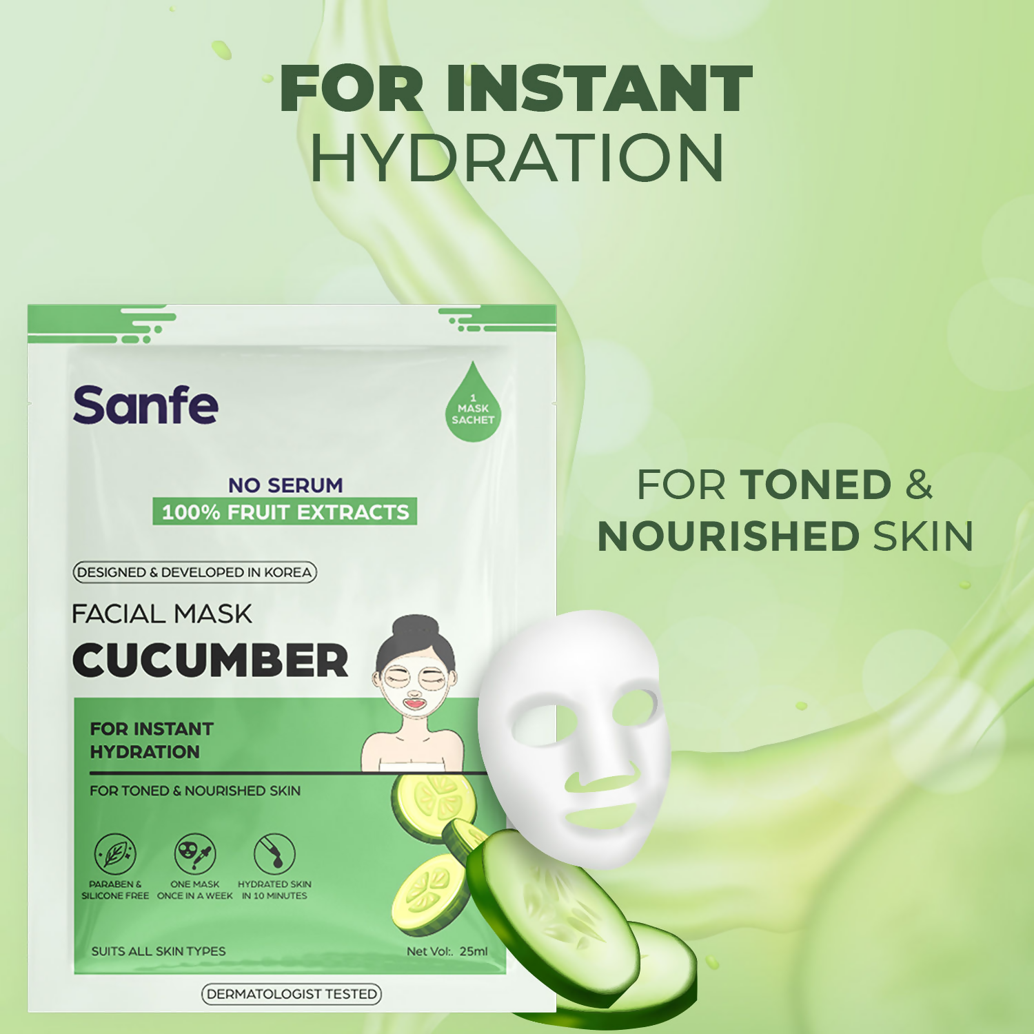 Sanfe Instant Hydration Cucumber Facial Mask | Grocsy