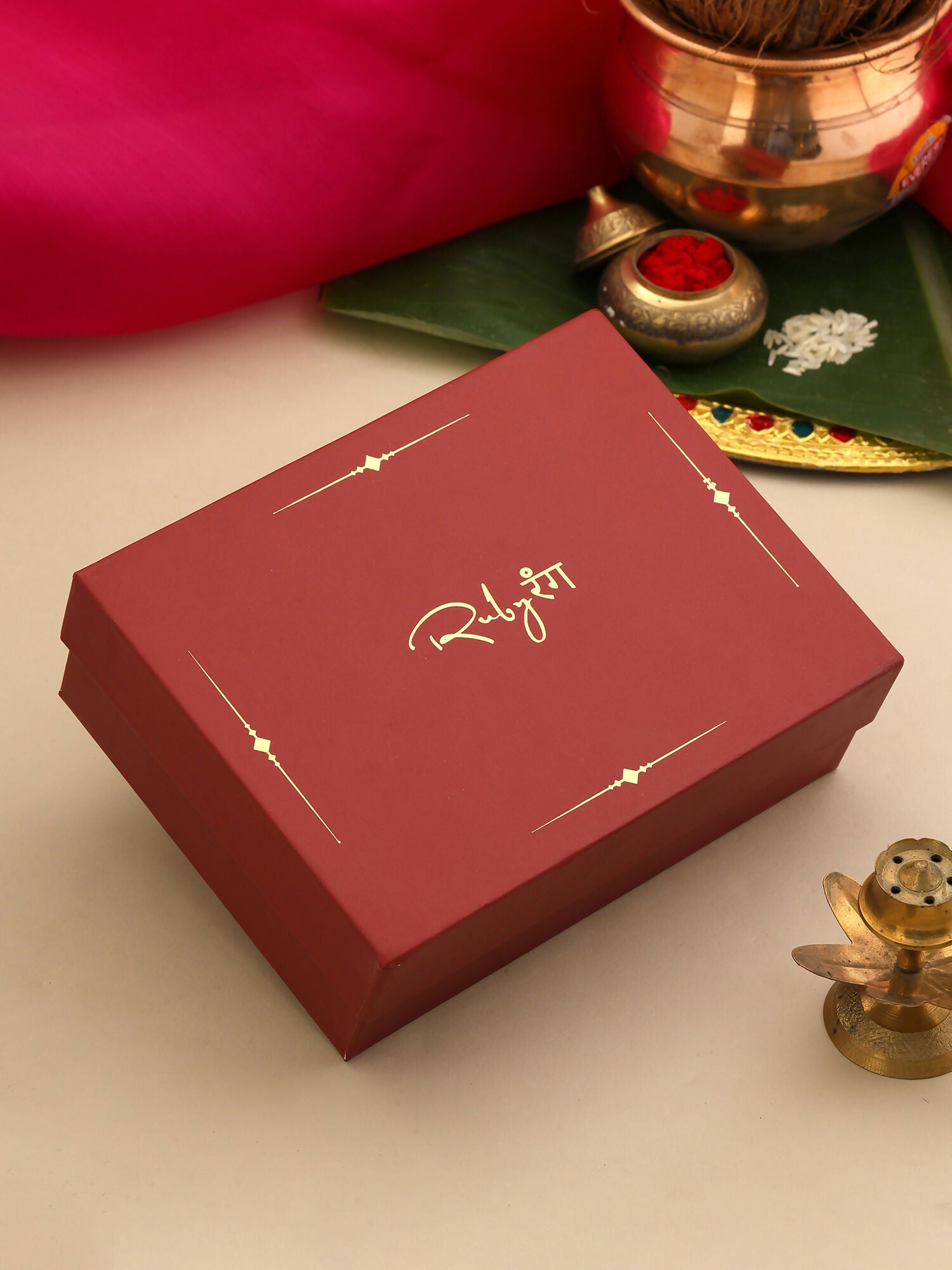 Ruby Raang Kundan Haar With Matching Earrings | Grocsy