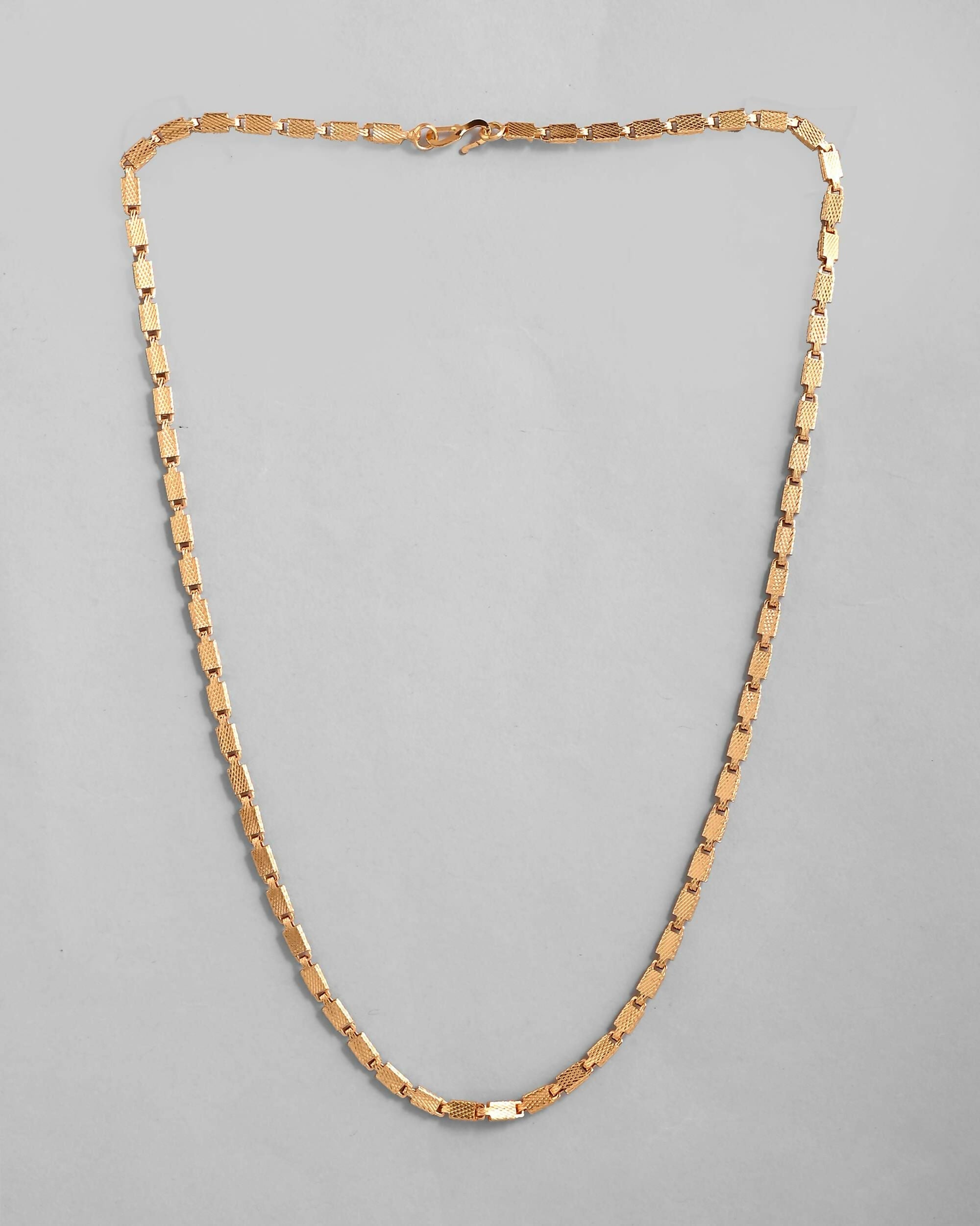 VOJ Gold-Polished Biscuit Shaped Chain For Men | Grocsy