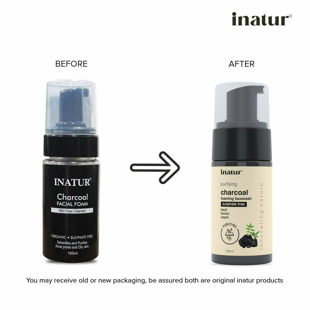 Inatur Charcoal Foaming Face Wash | Grocsy