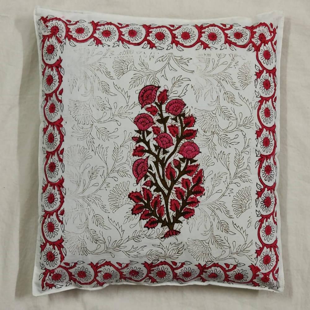 The Decor Nook Pink Floral With Pink Border Cushion Cover | Grocsy