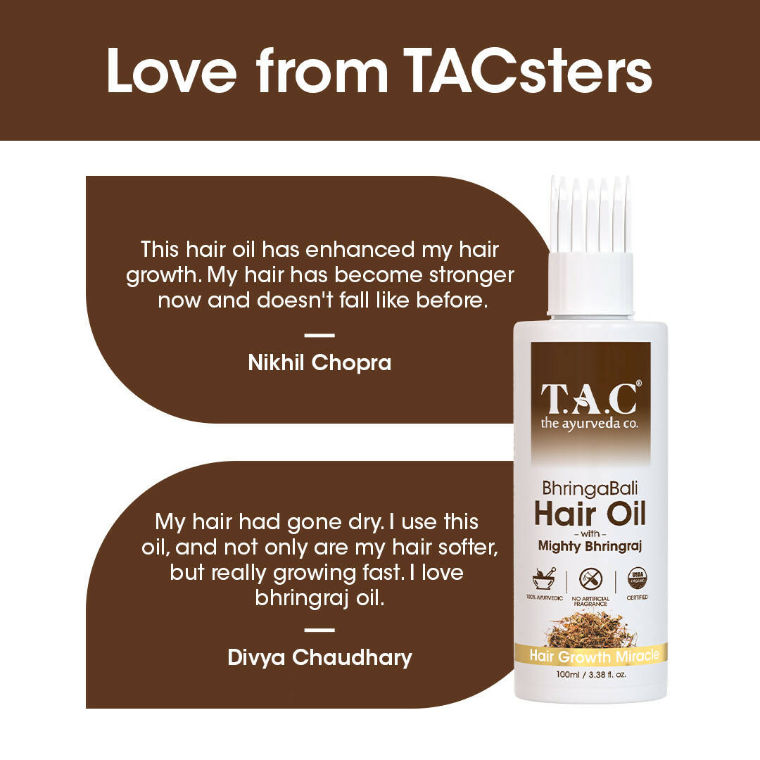 TAC - The Ayurveda Co. Bhringabali Hair Oil for Hairfall Control & Hair Growth with Bhringraj & Amla | Grocsy