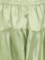 Ahalyaa Green Poly Silk Gold Print Kids Kurta Churidar Set For Boys | Grocsy