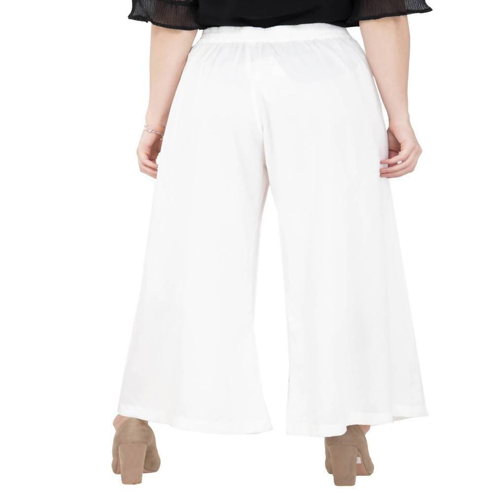 Lagi Women's White Solid Palazzo (PLZ04F) | Grocsy