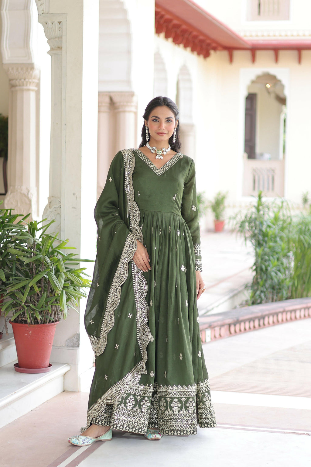 Joban Fashion Green Readymade Kurta Set With Sequence embroidery Work | Grocsy