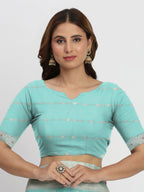 Shree Shyam Fashion Linen Cotton Sea Green Saree | Grocsy