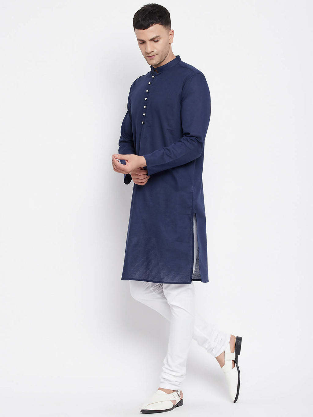 Even Apparels Blue Color Rayon Men's Kurta With Band Collar | Grocsy