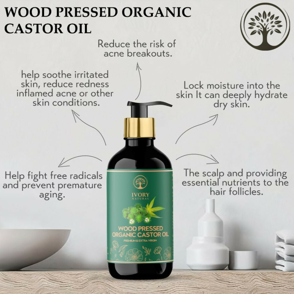 Ivory Natural Wood Pressed Organic Castor Oil For Healthy Skin & Hair Wellness | Grocsy