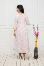 Myshka Women White Floral Rayon Straight Round Neck Kurtas | Grocsy