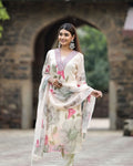 Lorenvalley Black Georgette Printed with Embroidery Work Kurta Set | Grocsy