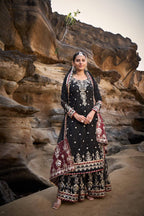 Lehenga Mart Designer Black Faux Georgette Ready to wear Sharara Suit for Eid | Grocsy