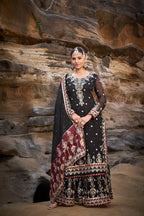 Lehenga Mart Designer Black Faux Georgette Ready to wear Sharara Suit for Eid | Grocsy