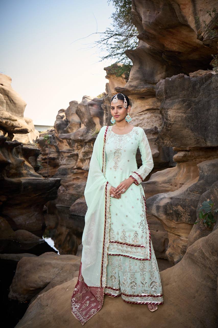 Lehenga Mart Designer Faux Georgette Ready to wear Sharara Suit for Eid | Grocsy