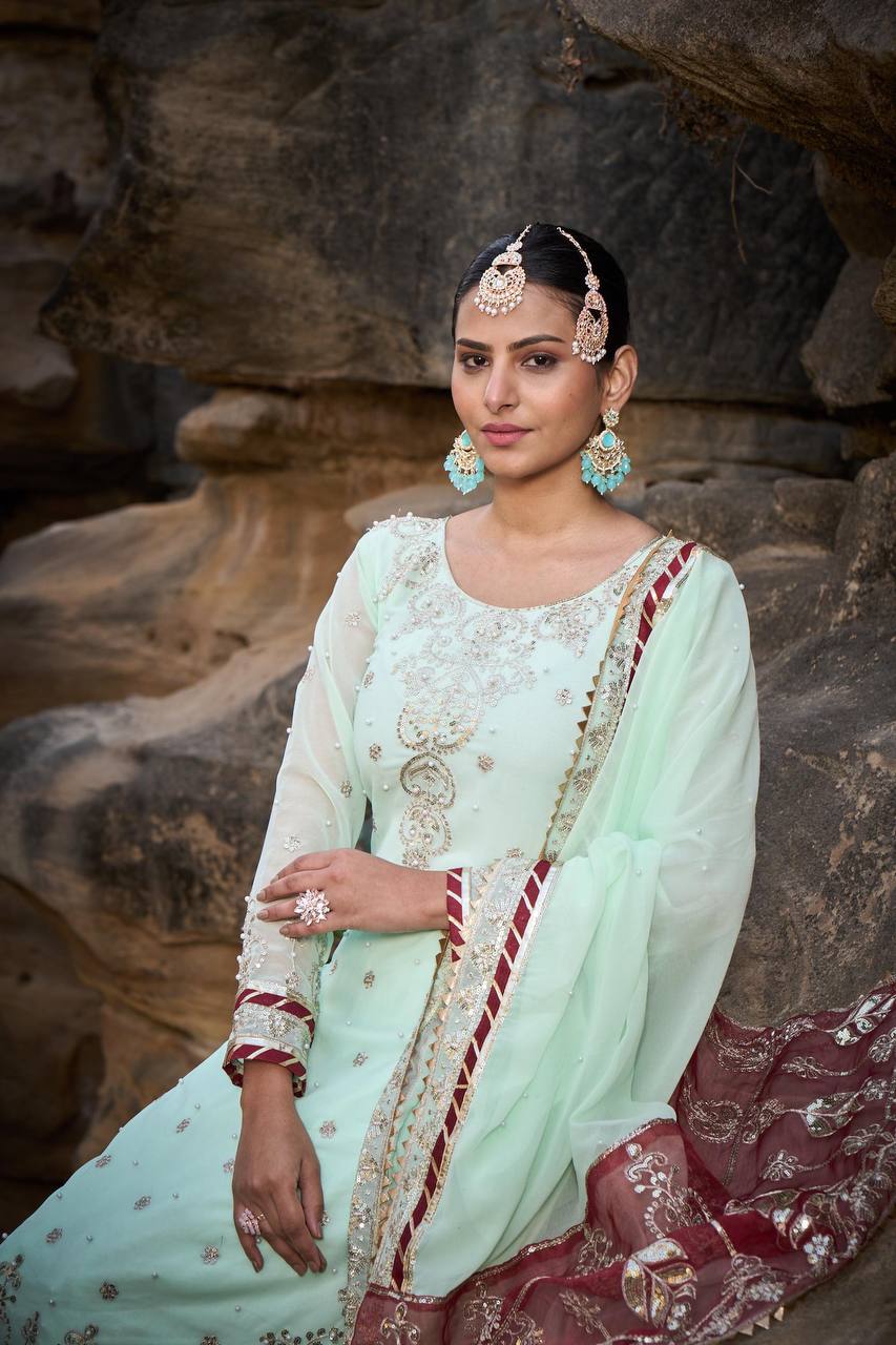 Lehenga Mart Designer Faux Georgette Ready to wear Sharara Suit for Eid | Grocsy