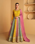 Teeya Creation Multi Colour Faux Georgette Heavy Embroidery Sequence Work Fully Stitched Salwar Suit (Gown & Dupatta) | Grocsy