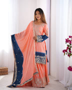 Teeya Creation Multi Color Chinon Silk Heavy Embroidery Work Pakistani Fully Stitched Salwar Suit | Grocsy